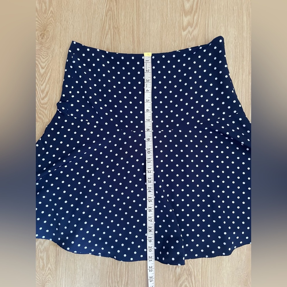 Preppy Polka Dot Navy Flare Mini Skirt Quiet Luxury Lauren RL Sz 6 - Picture 11 of 15